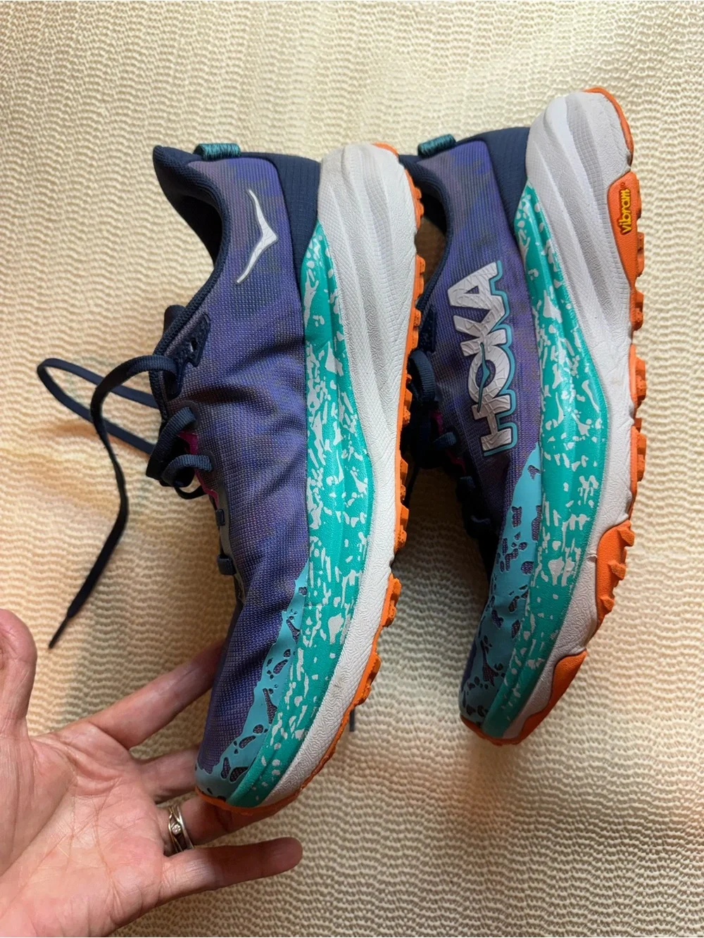 Hoka Speedgoat 6 Trail Running Shoes in Navy, Teal & Orange 9/5B